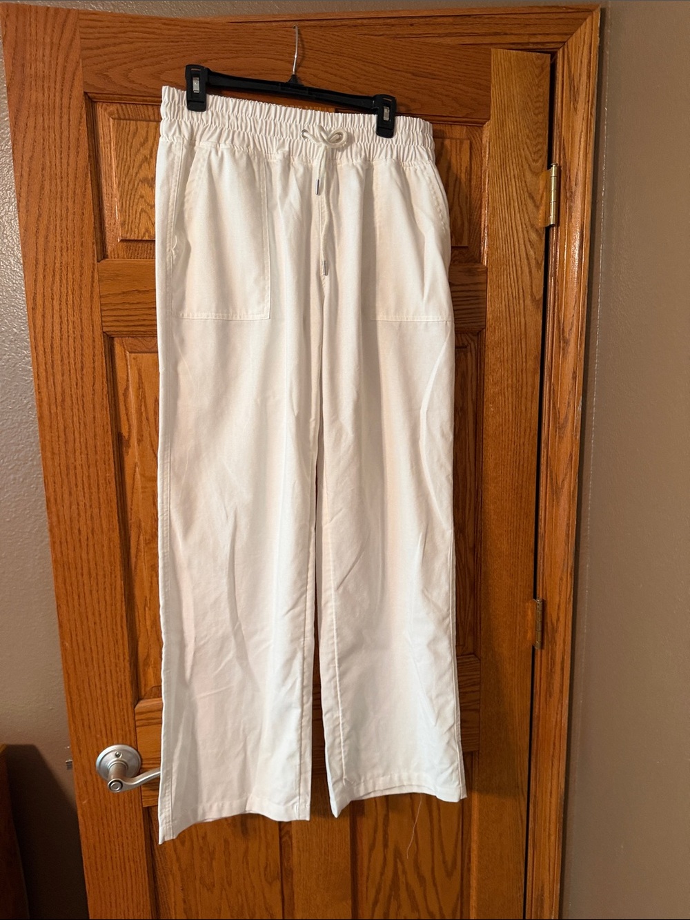 Casual Wide Leg Drawstring Pants - White